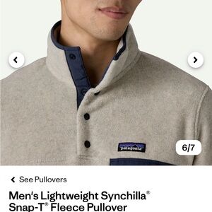 PERFECT CONDITION: Patagonia Men's Light Gray and Navy Fleece Pullover